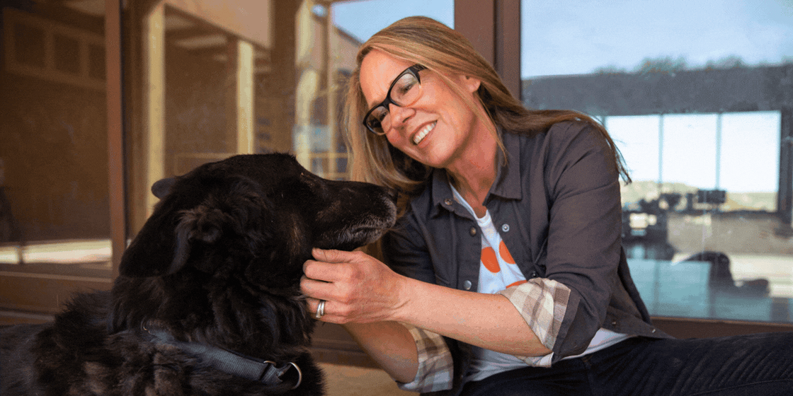Julie Castle with her dog Shadow